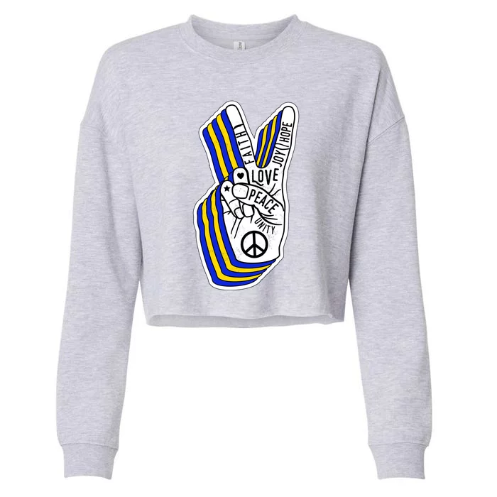 Faith Peace Love Joy Hope Ukrainian Ukraine Colors Cropped Pullover Crew