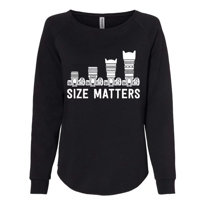 Funny Photography Lens Size Matters Womens California Wash Sweatshirt