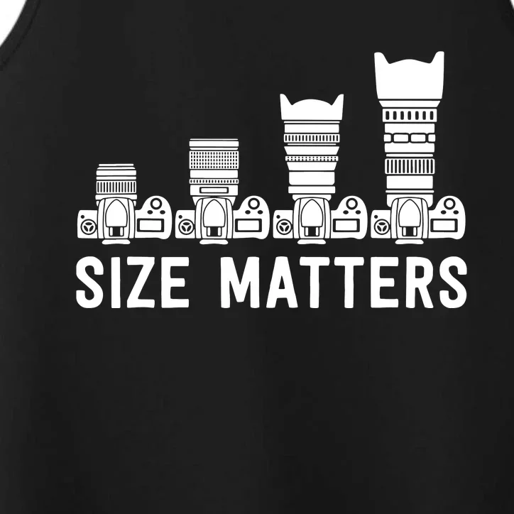 Funny Photography Lens Size Matters Performance Tank