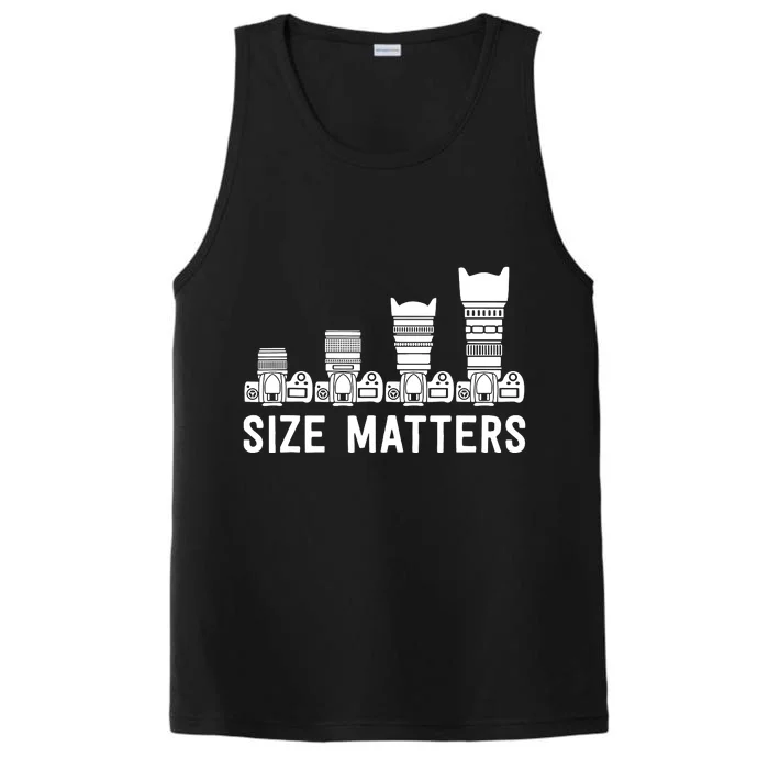 Funny Photography Lens Size Matters Performance Tank