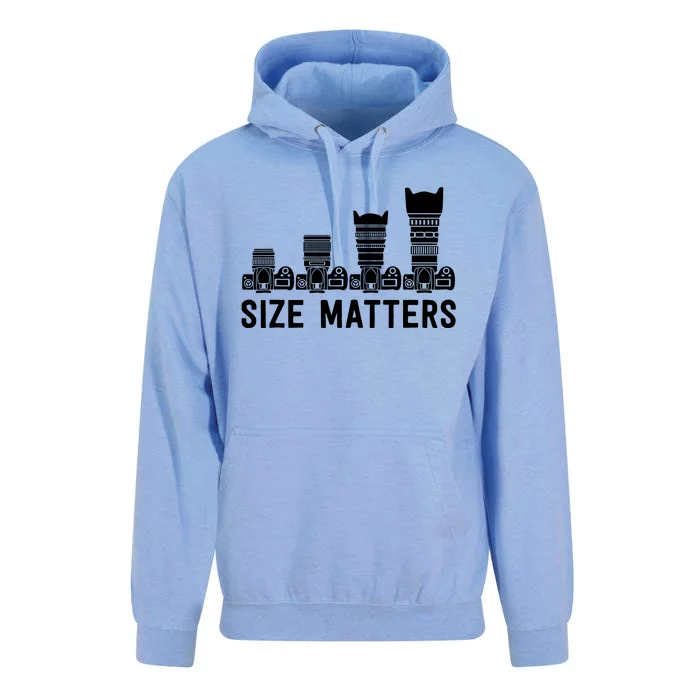 Funny Photography Lens Size Matters Unisex Surf Hoodie