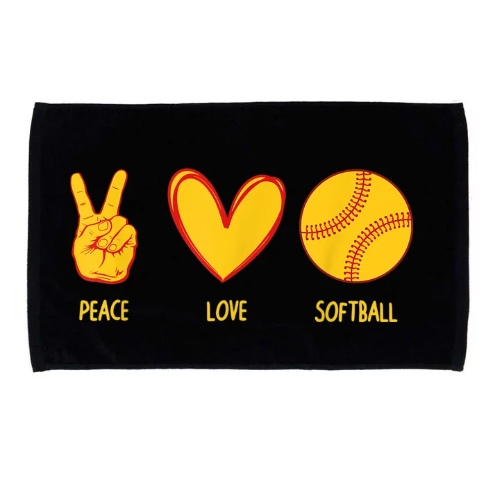 Funny Peace Love Softball Christmas Gift Microfiber Hand Towel