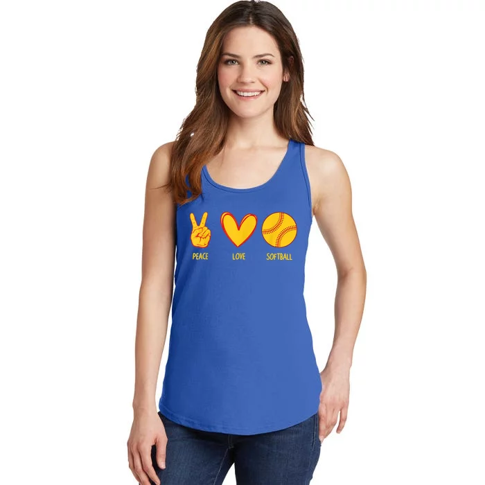 Funny Peace Love Softball Christmas Gift Ladies Essential Tank