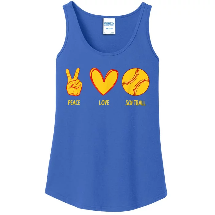 Funny Peace Love Softball Christmas Gift Ladies Essential Tank