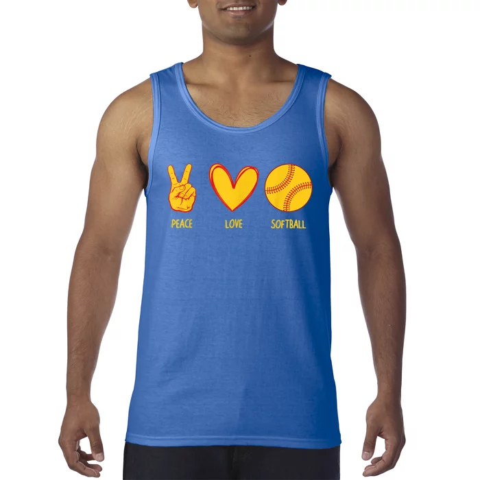 Funny Peace Love Softball Christmas Gift Tank Top