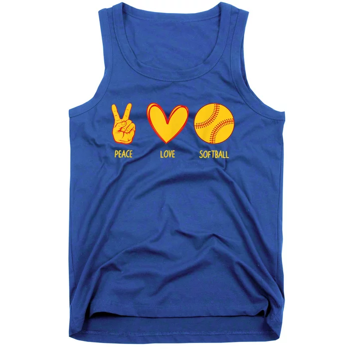 Funny Peace Love Softball Christmas Gift Tank Top