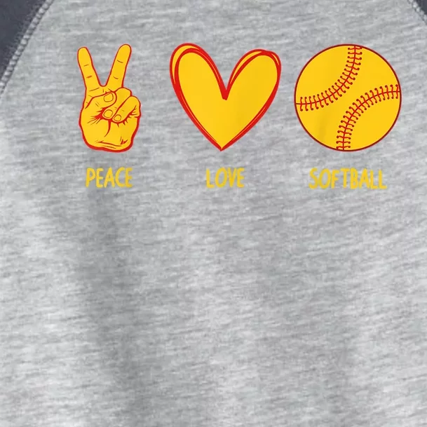 Funny Peace Love Softball Christmas Gift Toddler Fine Jersey T-Shirt