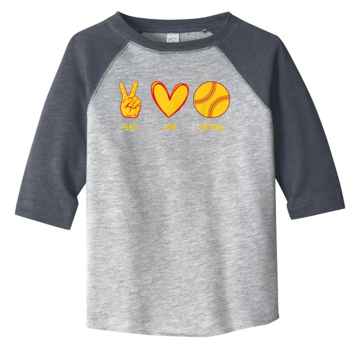 Funny Peace Love Softball Christmas Gift Toddler Fine Jersey T-Shirt