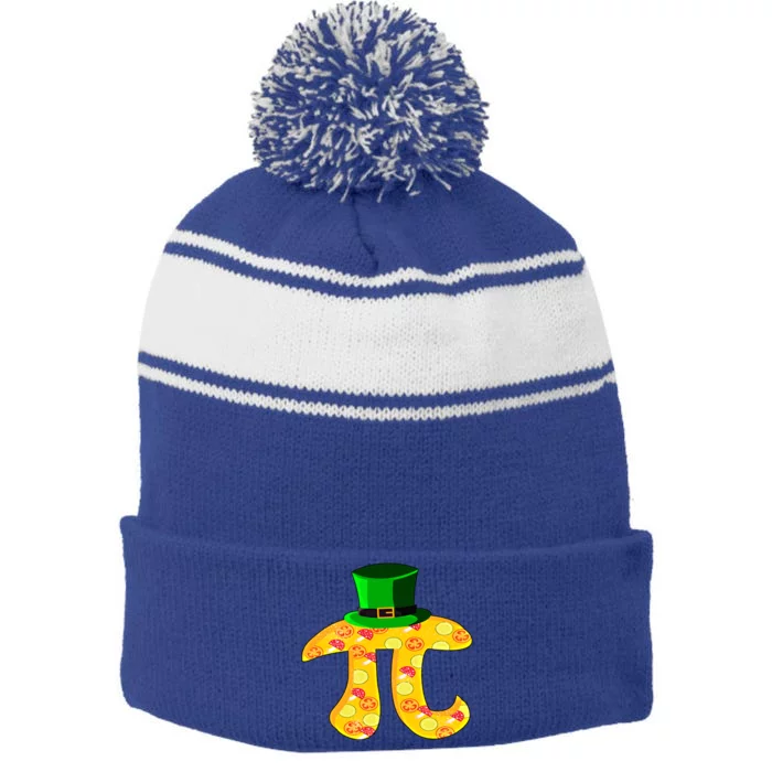 Funny Pi Leprechaun Hat With Pi Pizza For Pi Day Funny Gift Stripe Pom Pom Beanie