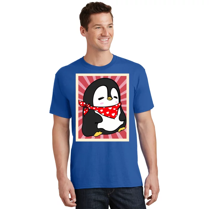 Funny Penguin Lovers Poster Style Heart Valentines Day Love Funny Gift T-Shirt