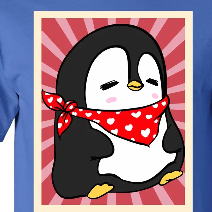 Funny Penguin Lovers Poster Style Heart Valentines Day Love Funny Gift Tall T-Shirt