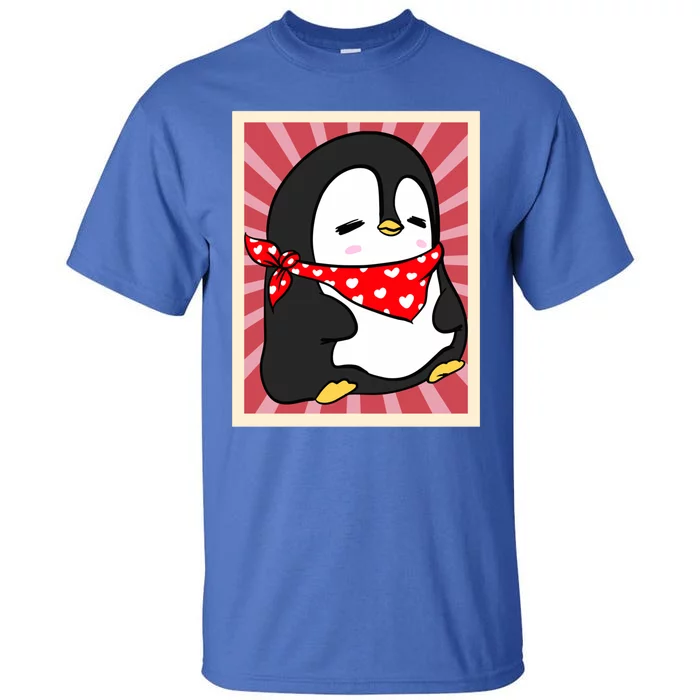 Funny Penguin Lovers Poster Style Heart Valentines Day Love Funny Gift Tall T-Shirt