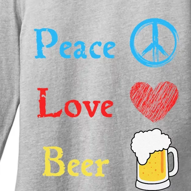 Funny Peace Love Beer Womens CVC Long Sleeve Shirt