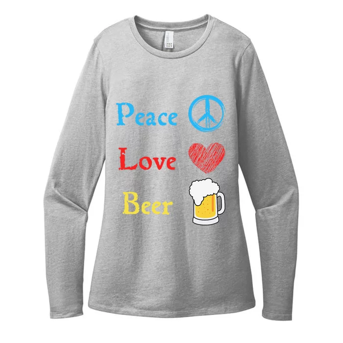 Funny Peace Love Beer Womens CVC Long Sleeve Shirt