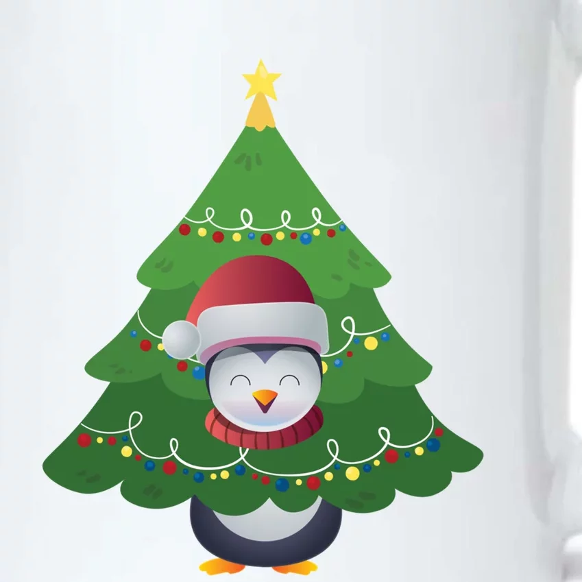 Funny Penguin Lover Gift Santa Hat Penguin Christmas Tree Funny Gift Black Color Changing Mug