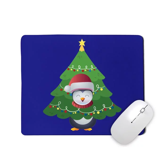 Funny Penguin Lover Gift Santa Hat Penguin Christmas Tree Funny Gift Mousepad