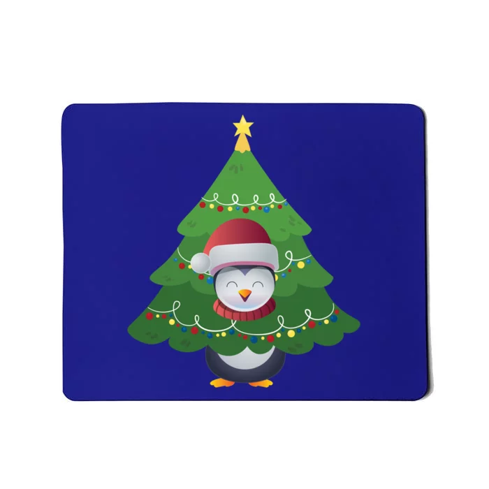 Funny Penguin Lover Gift Santa Hat Penguin Christmas Tree Funny Gift Mousepad