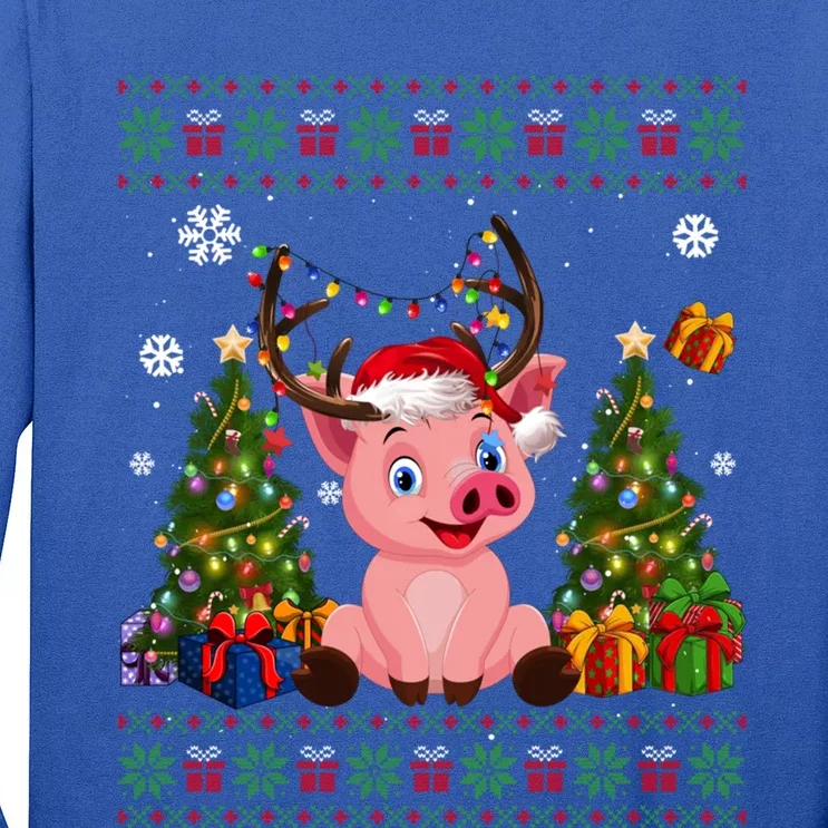 Funny Pig Lovers Cute Pig Santa Hat Ugly Christmas Sweater Great Gift Long Sleeve Shirt