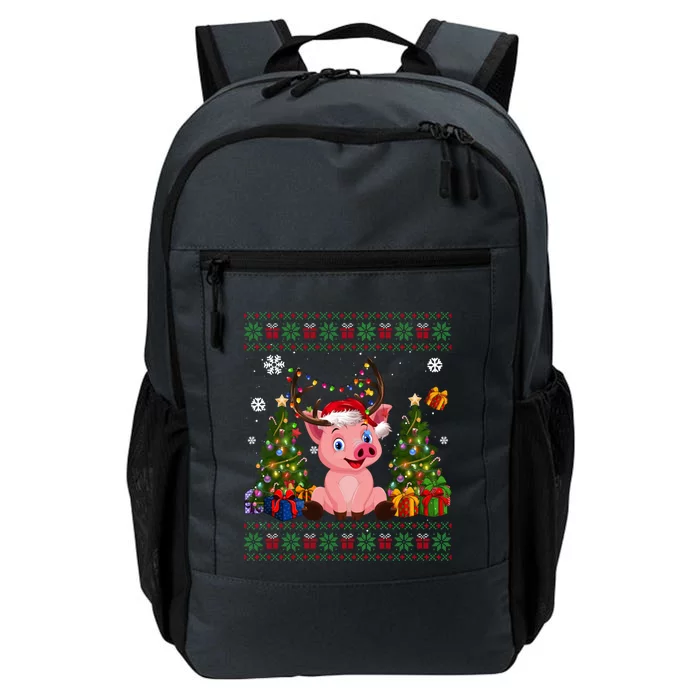 Funny Pig Lovers Cute Pig Santa Hat Ugly Christmas Sweater Great Gift Daily Commute Backpack