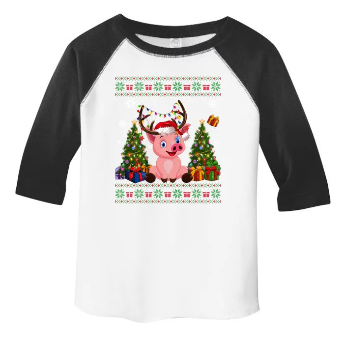 Funny Pig Lovers Cute Pig Santa Hat Ugly Christmas Sweater Great Gift Toddler Fine Jersey T-Shirt