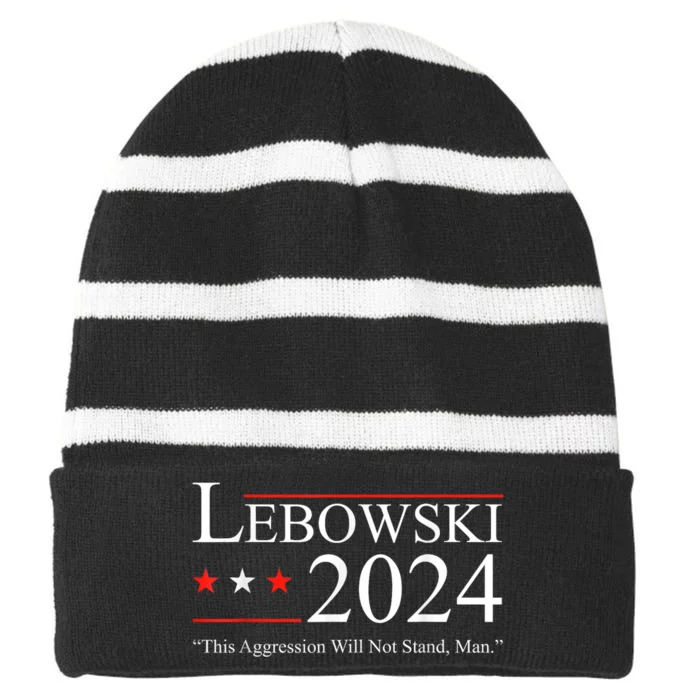 Funny Political Lebowski Political Election Vote 2024 Striped Beanie with Solid Band