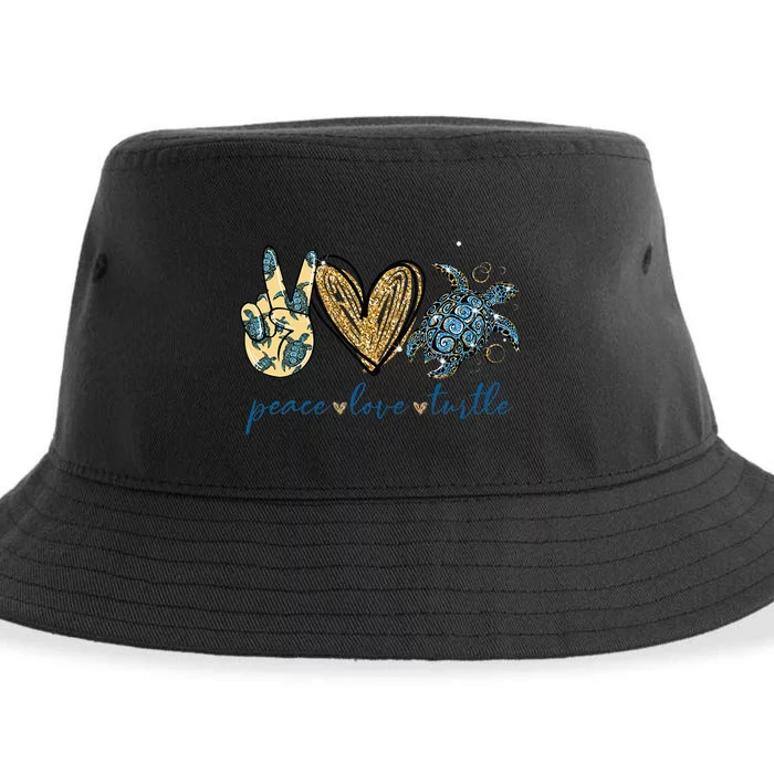 Funny Peace Love Turtle Gift Sustainable Bucket Hat