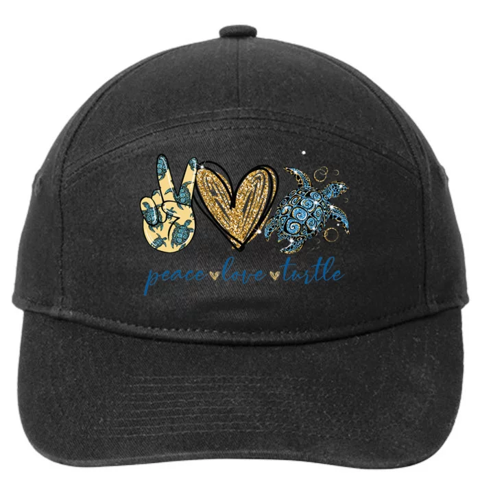 Funny Peace Love Turtle Gift 7-Panel Snapback Hat