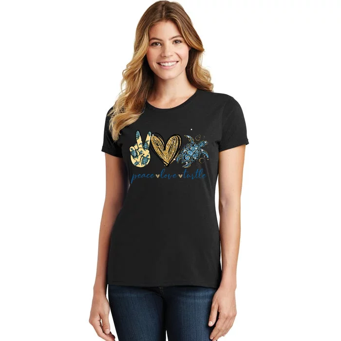 Funny Peace Love Turtle Gift Women's T-Shirt