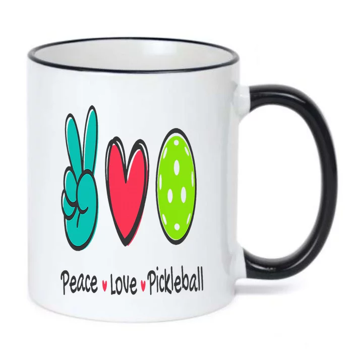 Funny Peace Love Pickleball Court Play Loves Pickleball Black Color Changing Mug