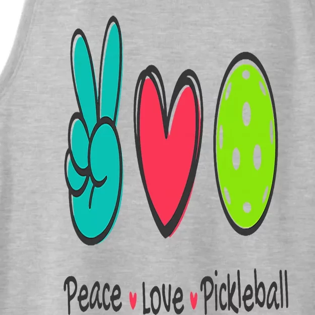 Funny Peace Love Pickleball Court Play Loves Pickleball Ladies Tri-Blend Wicking Tank