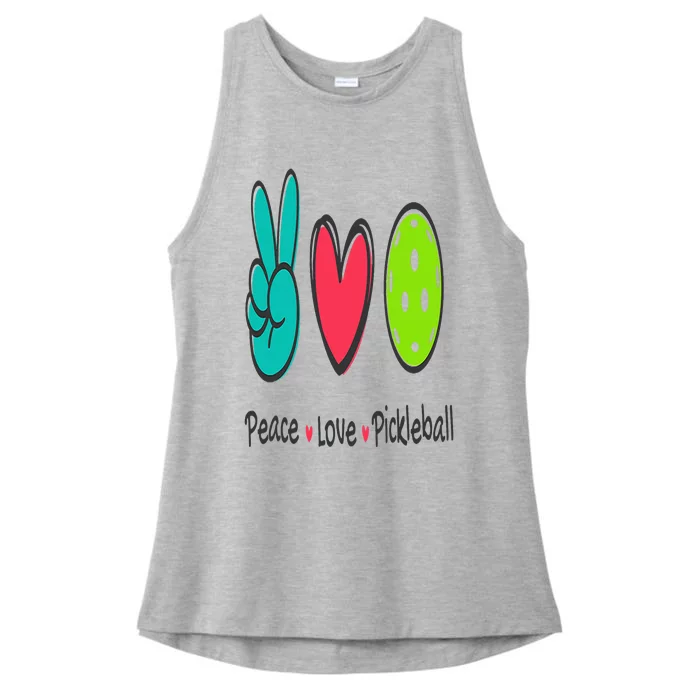 Funny Peace Love Pickleball Court Play Loves Pickleball Ladies Tri-Blend Wicking Tank