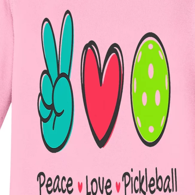 Funny Peace Love Pickleball Court Play Loves Pickleball Baby Long Sleeve Bodysuit