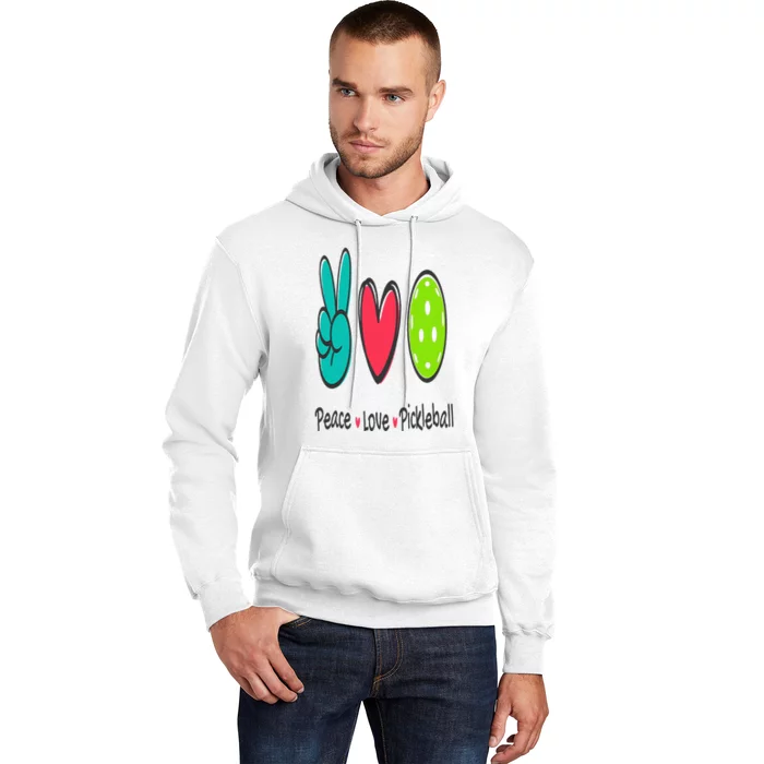 Funny Peace Love Pickleball Court Play Loves Pickleball Hoodie