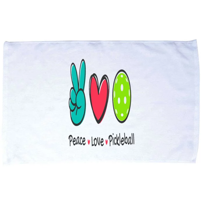 Funny Peace Love Pickleball Court Play Loves Pickleball Microfiber Hand Towel