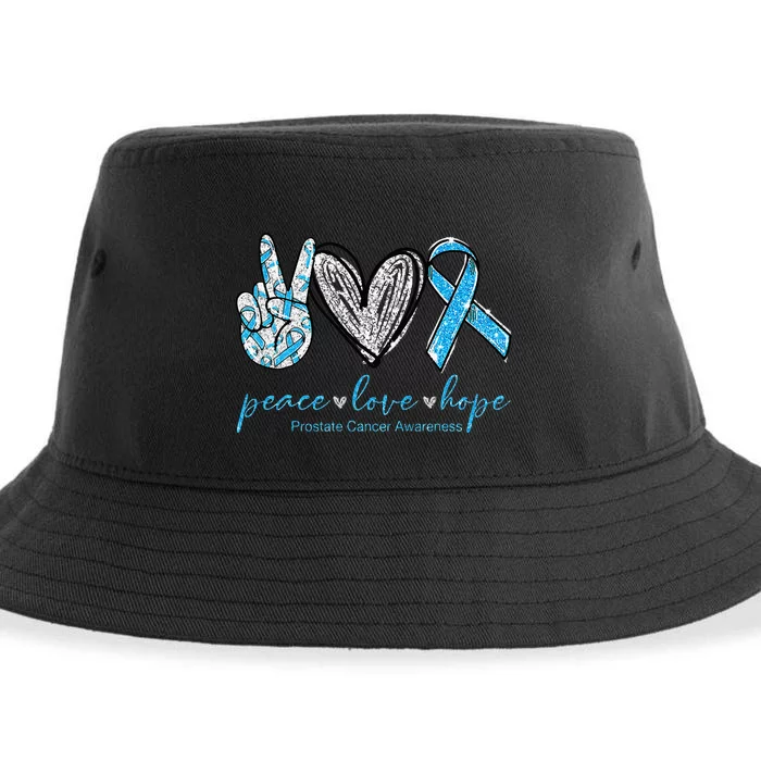 Funny Peace Love Prostate Cancer Awareness Gift Sustainable Bucket Hat