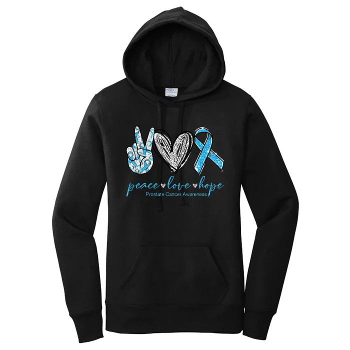 Funny Peace Love Prostate Cancer Awareness Gift Women's Pullover Hoodie