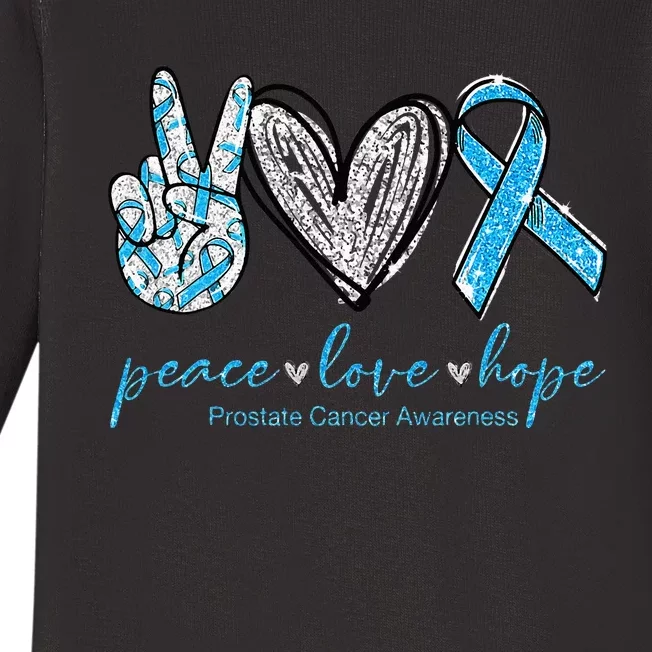 Funny Peace Love Prostate Cancer Awareness Gift Baby Long Sleeve Bodysuit