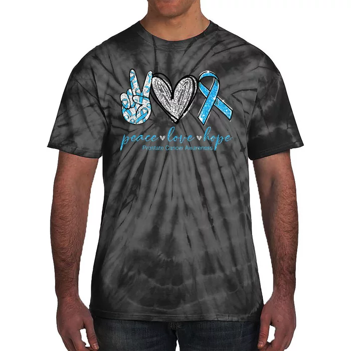 Funny Peace Love Prostate Cancer Awareness Gift Tie-Dye T-Shirt