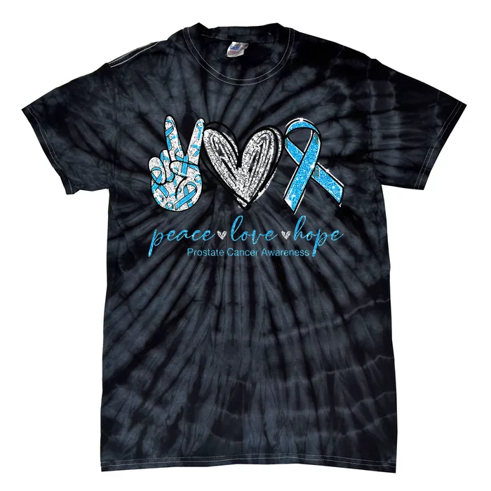 Funny Peace Love Prostate Cancer Awareness Gift Tie-Dye T-Shirt