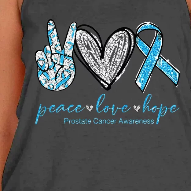 Funny Peace Love Prostate Cancer Awareness Gift Women's Knotted Racerback Tank