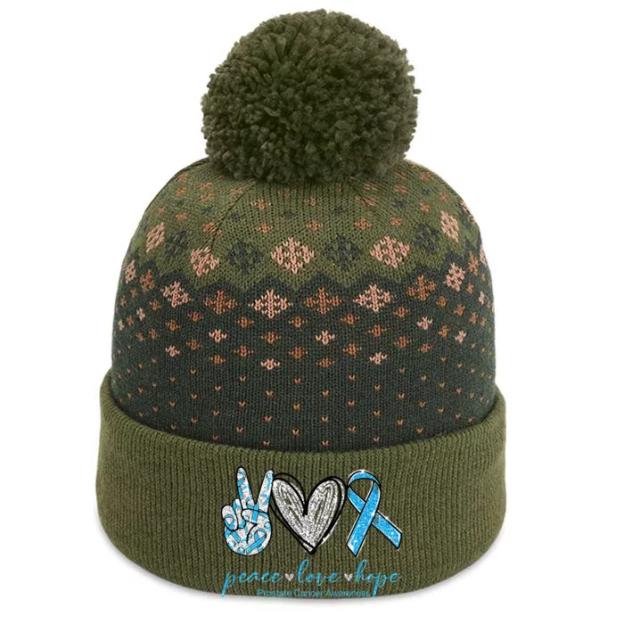 Funny Peace Love Prostate Cancer Awareness Gift The Baniff Cuffed Pom Beanie