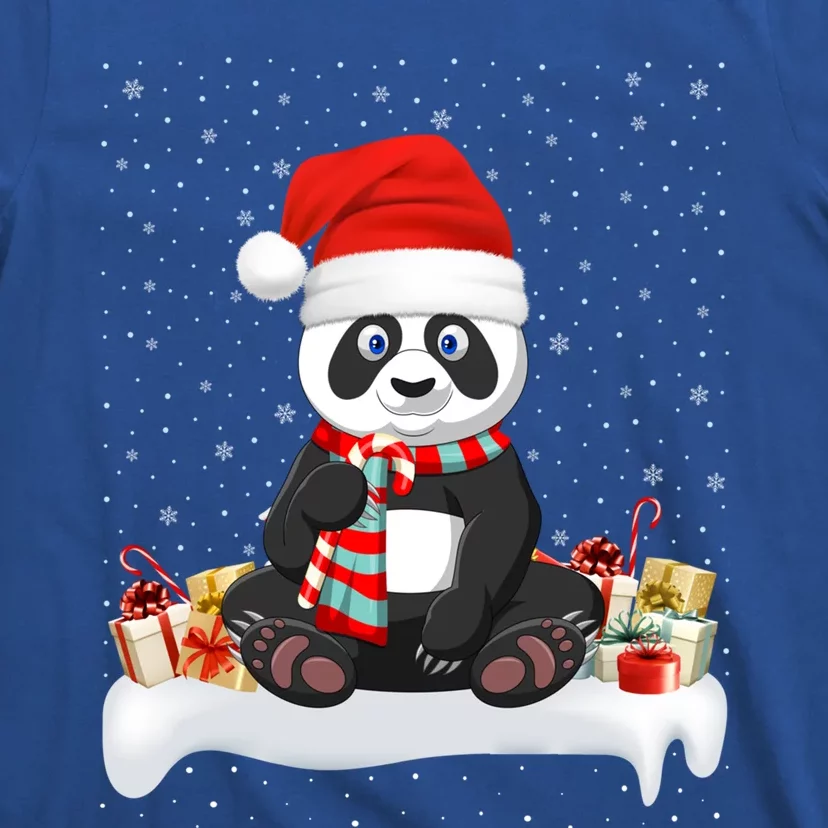 Funny Panda Lover Xmas Lighting Santa Hat Panda Christmas Gift T-Shirt