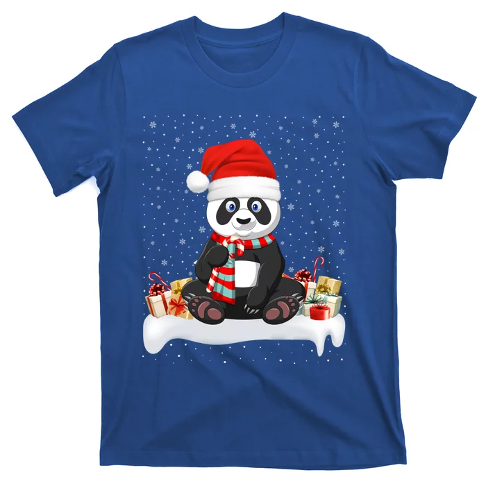 Funny Panda Lover Xmas Lighting Santa Hat Panda Christmas Gift T-Shirt