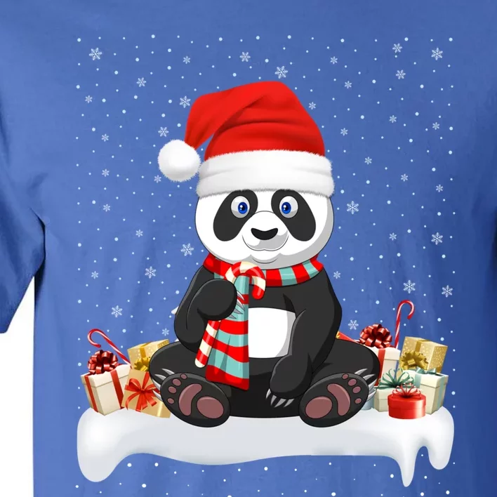 Funny Panda Lover Xmas Lighting Santa Hat Panda Christmas Gift Tall T-Shirt