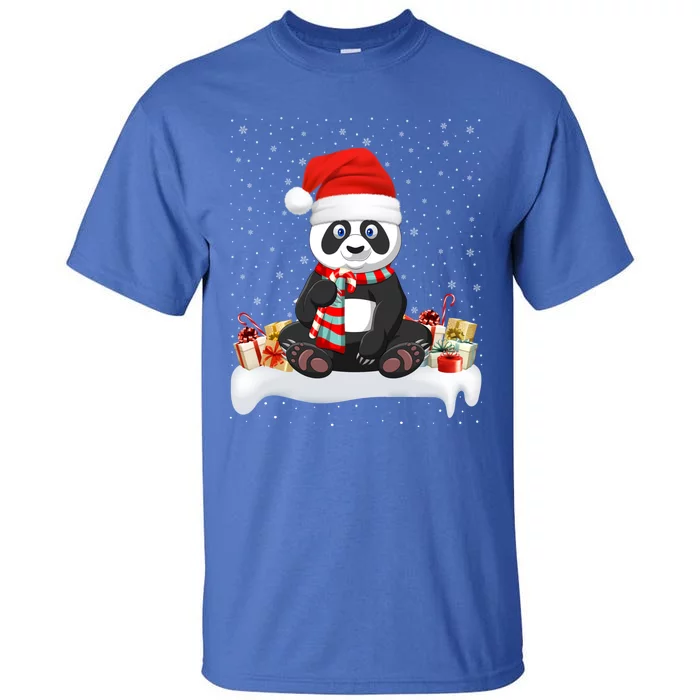 Funny Panda Lover Xmas Lighting Santa Hat Panda Christmas Gift Tall T-Shirt