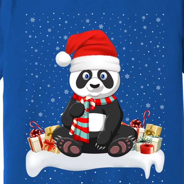 Funny Panda Lover Xmas Lighting Santa Hat Panda Christmas Gift Premium T-Shirt