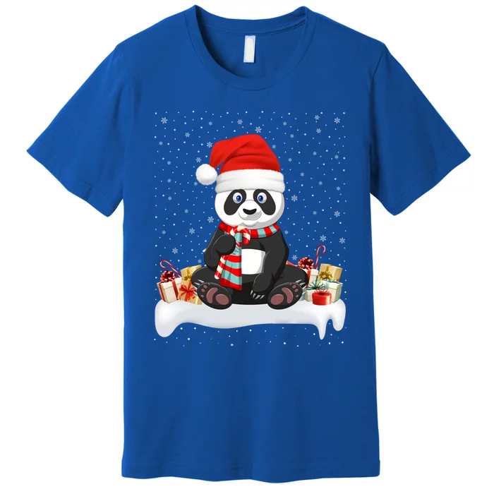 Funny Panda Lover Xmas Lighting Santa Hat Panda Christmas Gift Premium T-Shirt