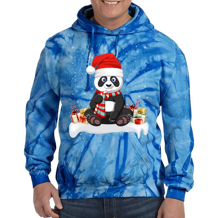 Funny Panda Lover Xmas Lighting Santa Hat Panda Christmas Gift Tie Dye Hoodie