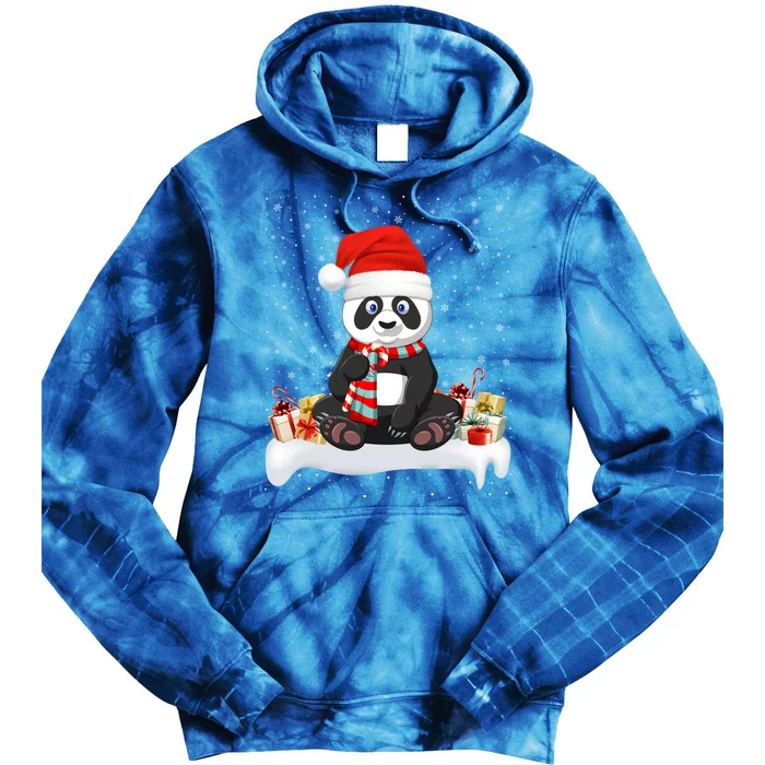 Funny Panda Lover Xmas Lighting Santa Hat Panda Christmas Gift Tie Dye Hoodie