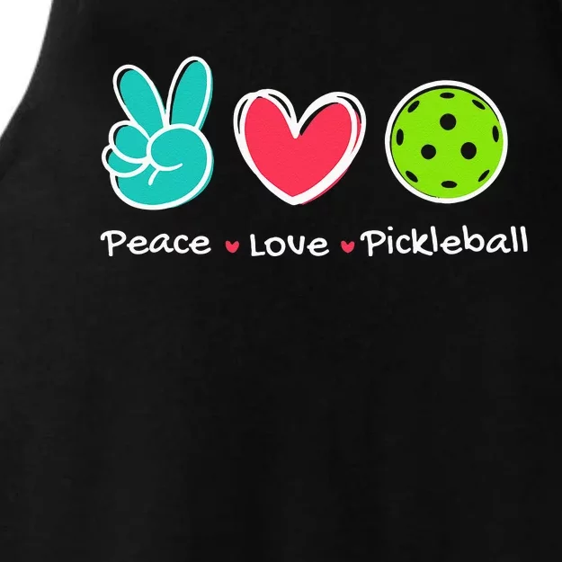 Funny Peace Love Pickleball Court Play Loves Pickleball Ladies Tri-Blend Wicking Tank